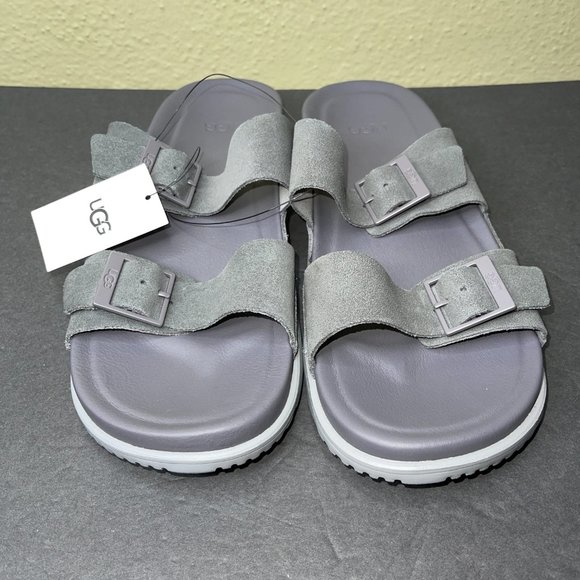 New Men\'s UGG Wainscott Buckle Slide Sandals Size 11 Suede Gray Flip Flops main image 4